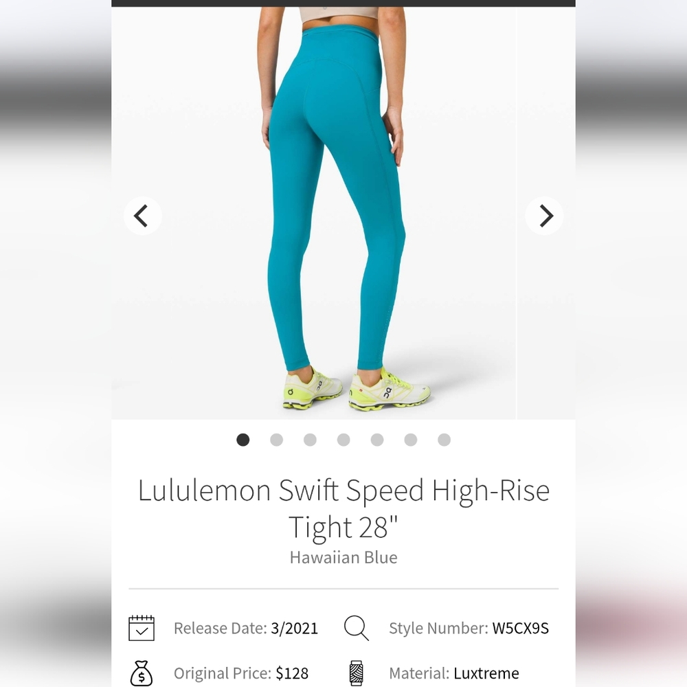 Lululemon Swift Speed High Rise 28" Hawaiian Blue Size 8